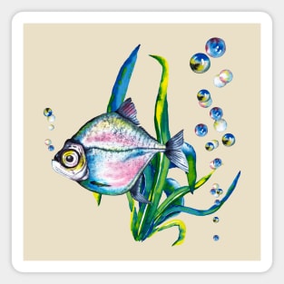 fish hand drawn blue Magnet